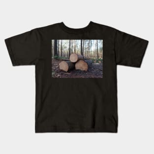 Big timber log during timber harvesting Kids T-Shirt